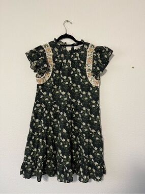 Sea New York Black Floral Tiered Dress with Cream Accents Size S   V3